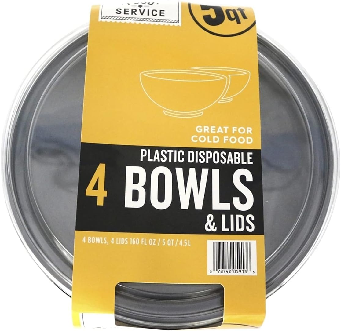 Member's Mark Plastic Disposable Bowl & Lid Set, 5 qt, 4 Pack Primary image