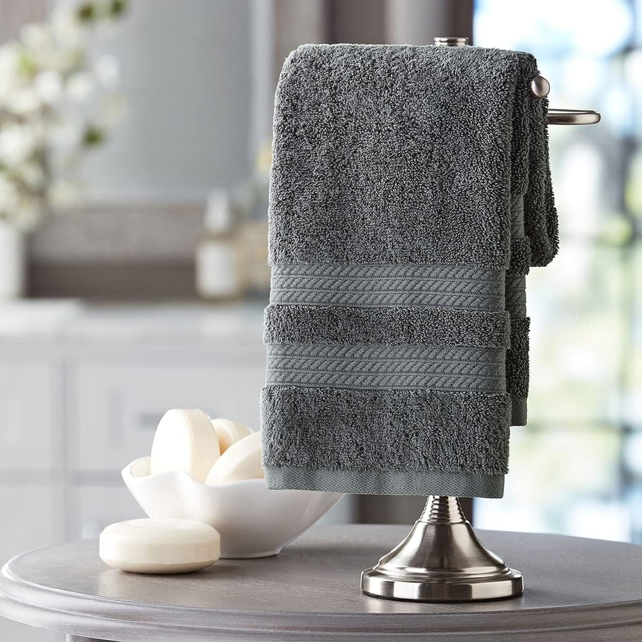 MEMBER´S MARK Hotel Premier Collection 100% Cotton Luxury Hand Towel, Zinc