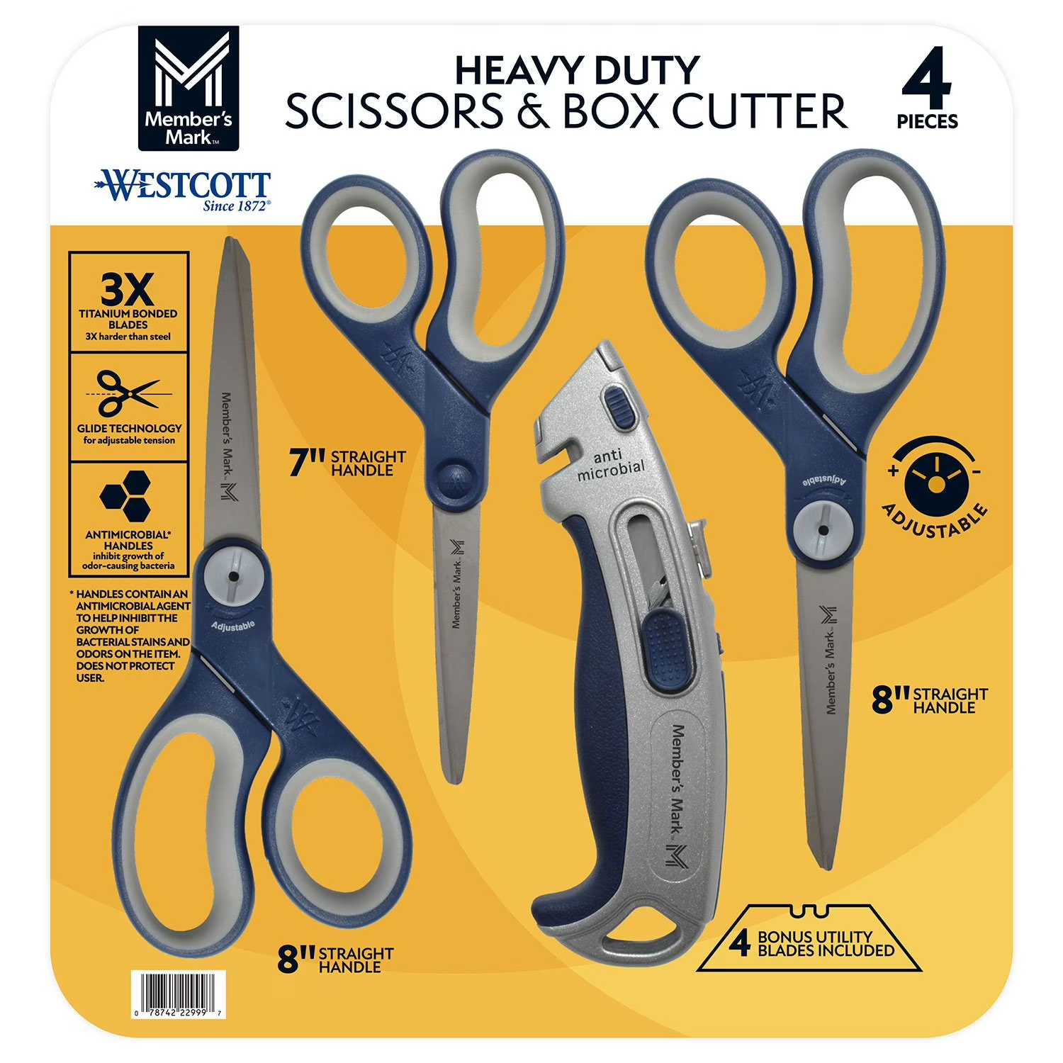 Member's Mark Anti-Microbial Scissors with Box Cutt