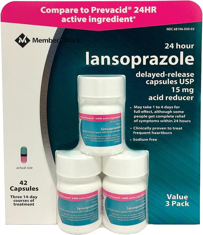 Members Mark Lansoprazole Delayed Release Capsules, 15 mg, 42 ct.