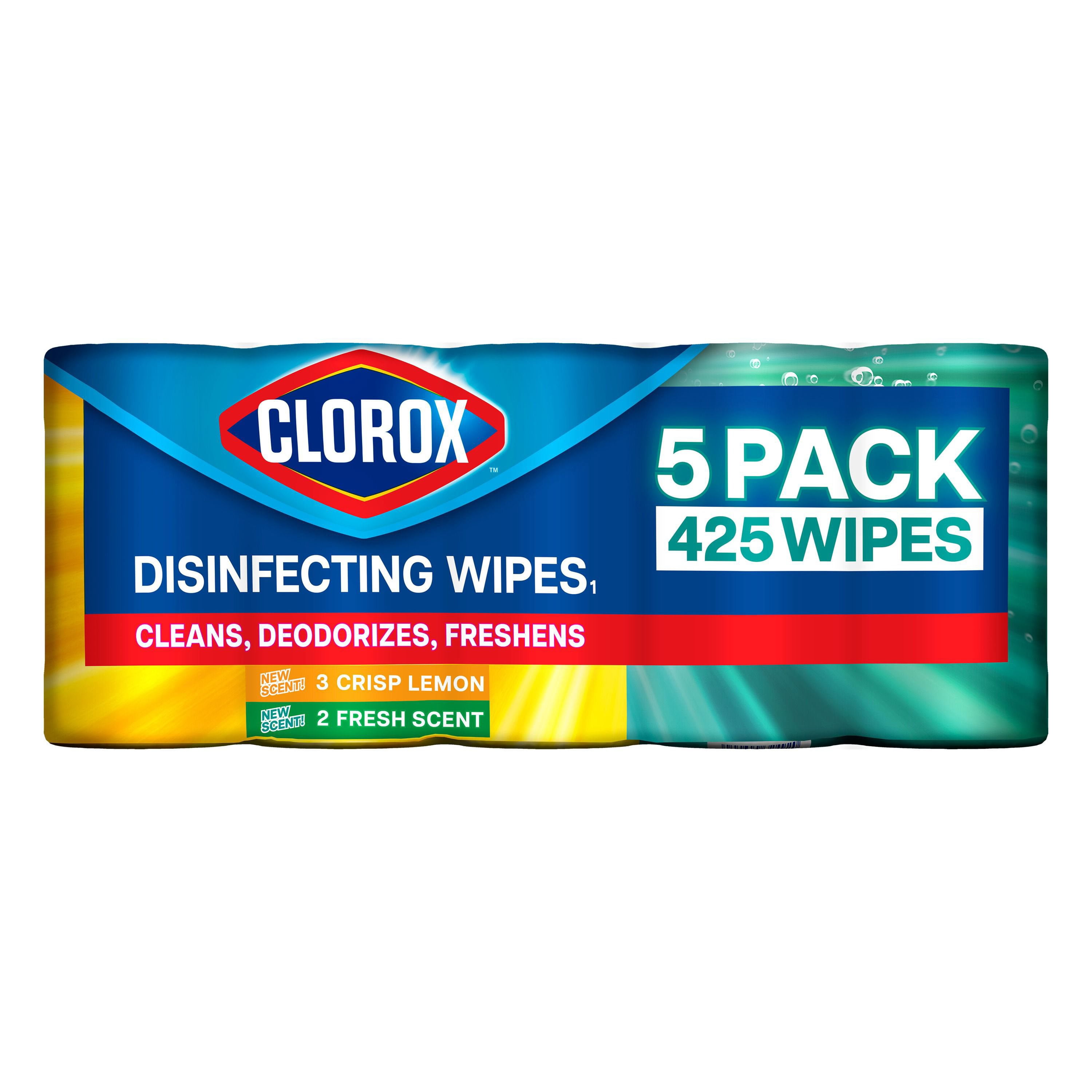 Clorox Disinfecting Cleaning Wipes, Bleach Free, Fresh Scent and Crisp Lemon, 5 pk., 425 Wipes Total Primary image