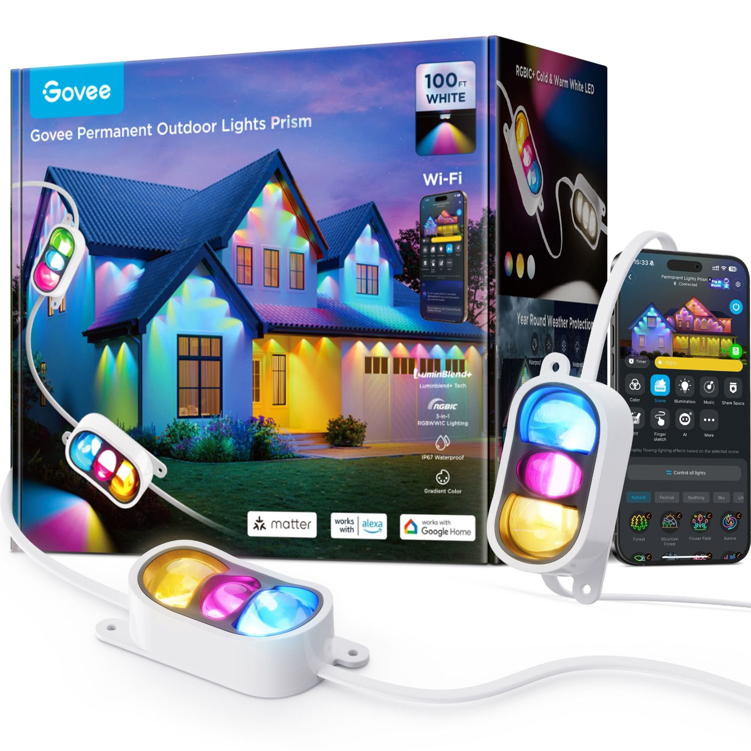 Govee 100ft Permanent Outdoor Lights Prism Primary image