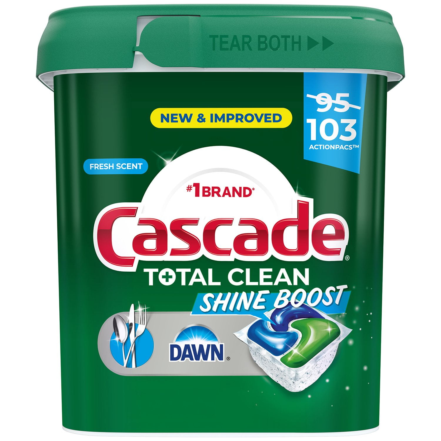 Cascade Total Clean Shine Boost ActionPacs Dishwasher Detergent, Fresh Scent, 103 ct. Primary image