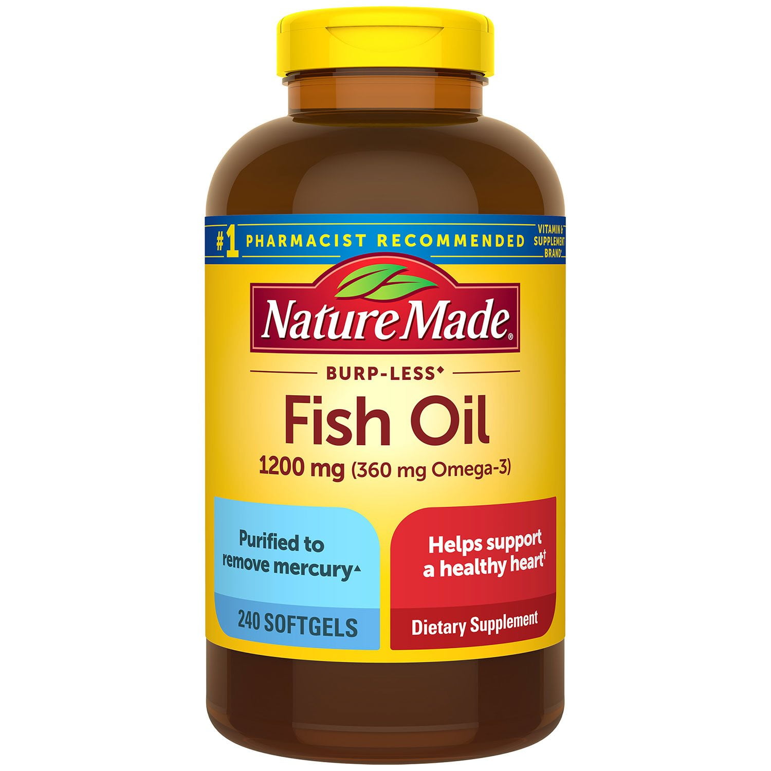 Nature Made Burp-Less Fish Oil 1200 mg Softgels, 240 ct. Primary image