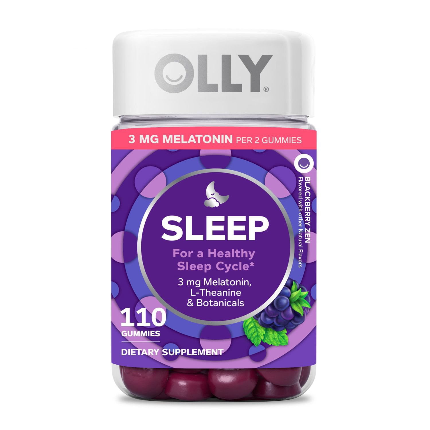 OLLY Restful Sleep Gummies, Blackberry, 110 ct. Primary image