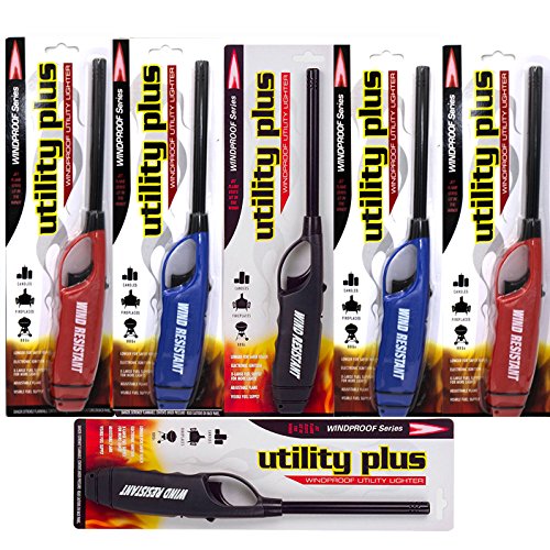 Elite Brands USA Windproof Multipurpose Long Neck Lighters, Ideal for Camping Hiking BBQ Grilling Fireplace Outdoor, Utility Lighters, Value Pack of 6 Primary image