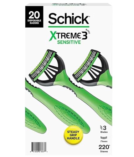 Schick Xtreme 3 Sensitive Disposable Razors with Aloe for Men, 20 ct., Green Primary image