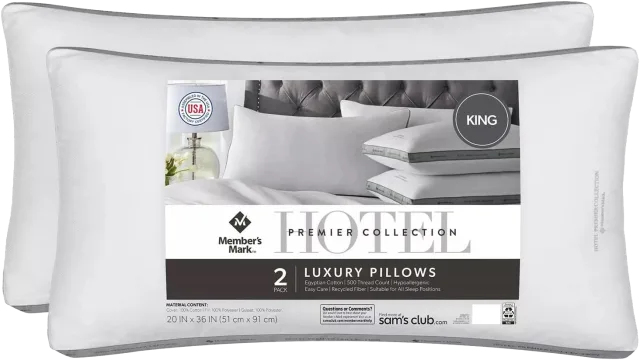 Member's Mark Hotel Premier Collection Bed Pillows, King (Pack of 2)