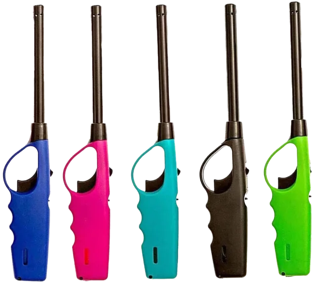 5 Pack of Butane Refillable Fire Lighters, Ideal as Multipurpose Utility Lighters BBQ Lighters Grill Lighters Kitchen Lighters, Multicolor, Large Primary image