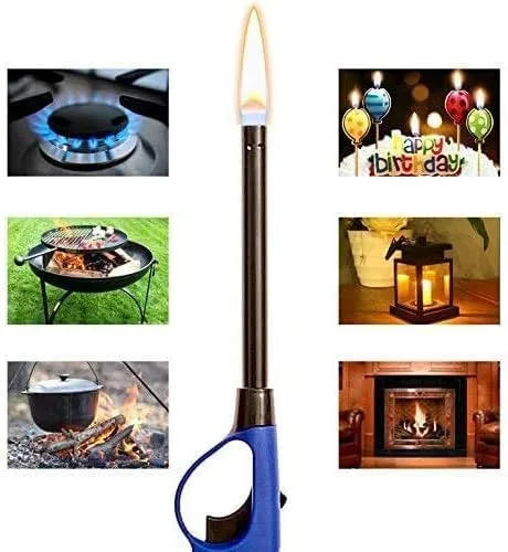 5 Pack of Butane Refillable Fire Lighters, Ideal as Multipurpose Utility Lighters BBQ Lighters Grill Lighters Kitchen Lighters, Multicolor, Large Gallery image 3