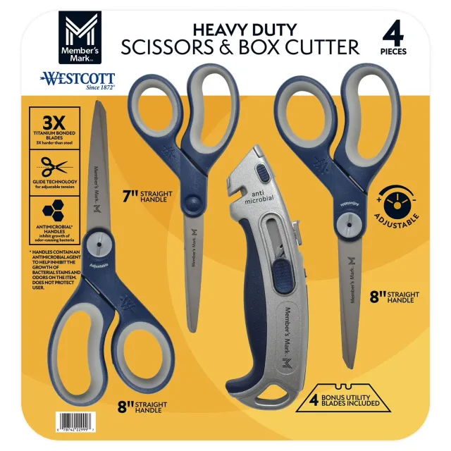 Member's Mark Anti-Microbial Scissors with Box Cutt Primary image