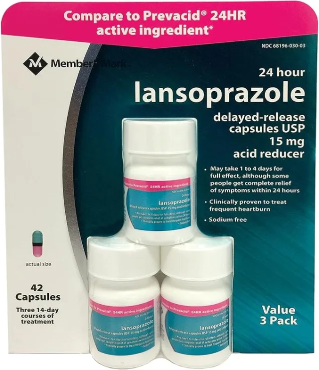 Members Mark Lansoprazole Delayed Release Capsules, 15 mg, 42 ct. Primary image